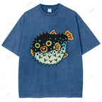 Unisex Vintage Fat Blowfish Printed Washed Tee