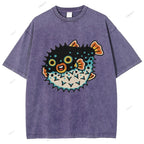Unisex Vintage Fat Blowfish Printed Washed Tee