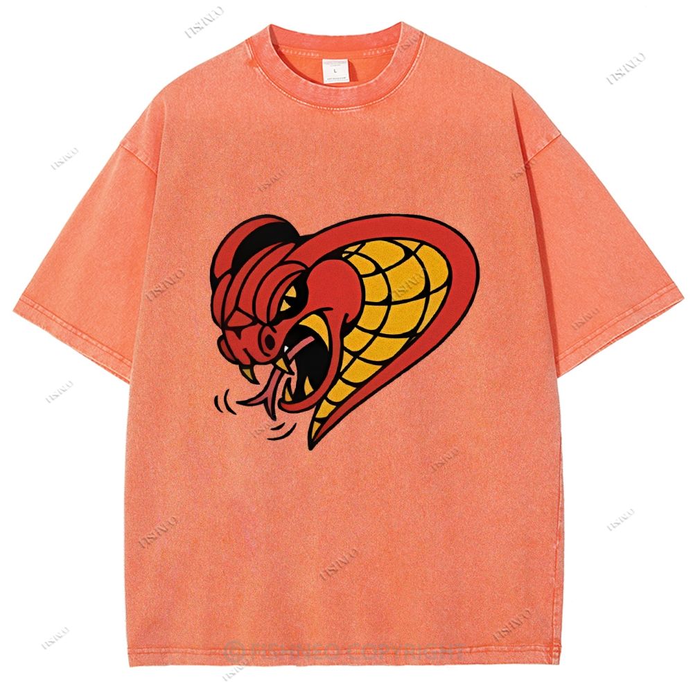 Unisex Vintage Angry Snake Printed Washed Tee