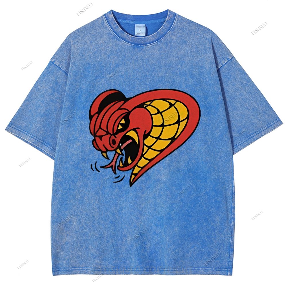 Unisex Vintage Angry Snake Printed Washed Tee