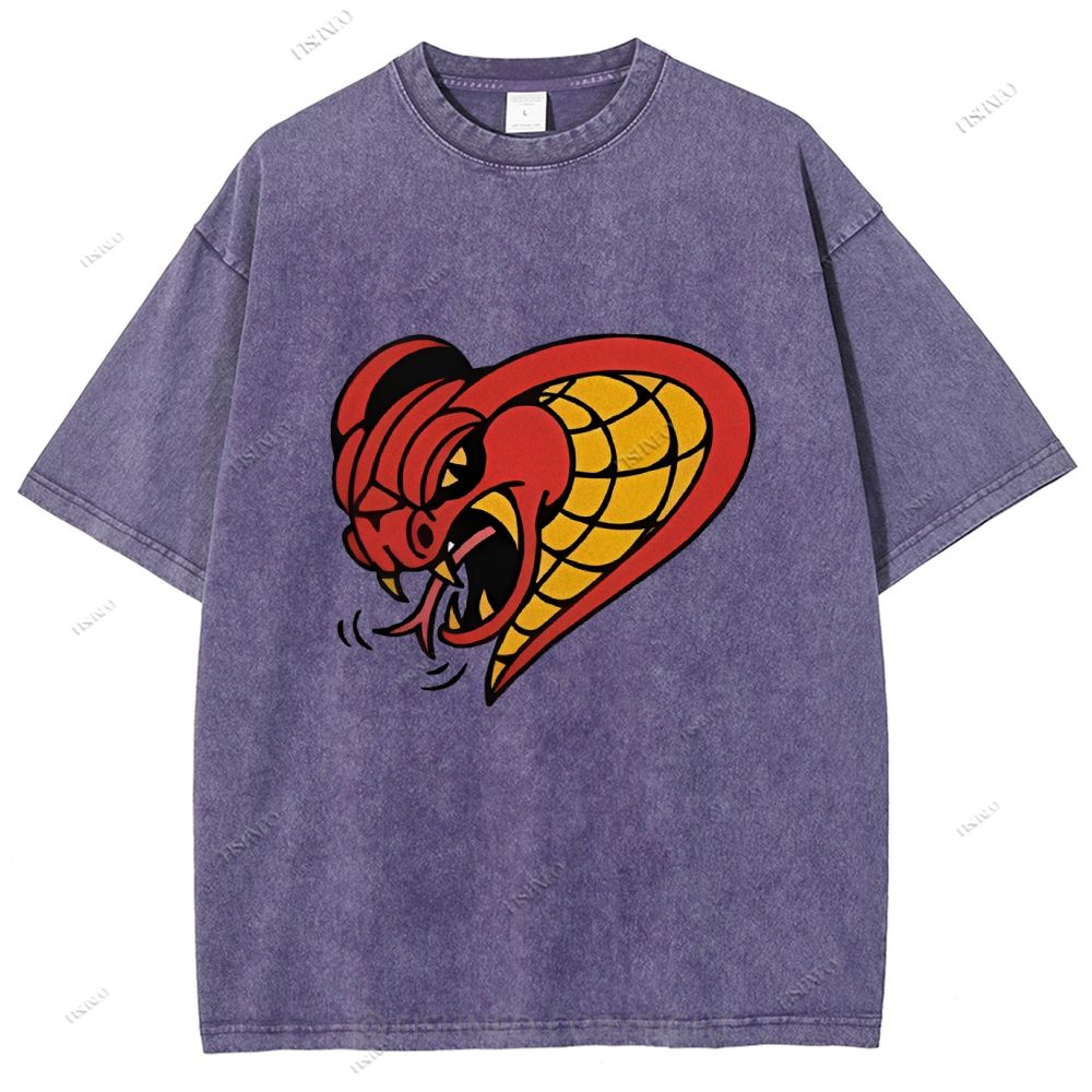 Unisex Vintage Angry Snake Printed Washed Tee