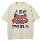 Unisex Hungry Tiger  Printed Washed Tee
