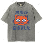 Unisex Hungry Tiger  Printed Washed Tee