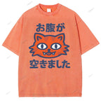 Unisex Hungry Tiger  Printed Washed Tee