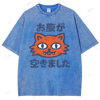 Unisex Hungry Tiger  Printed Washed Tee