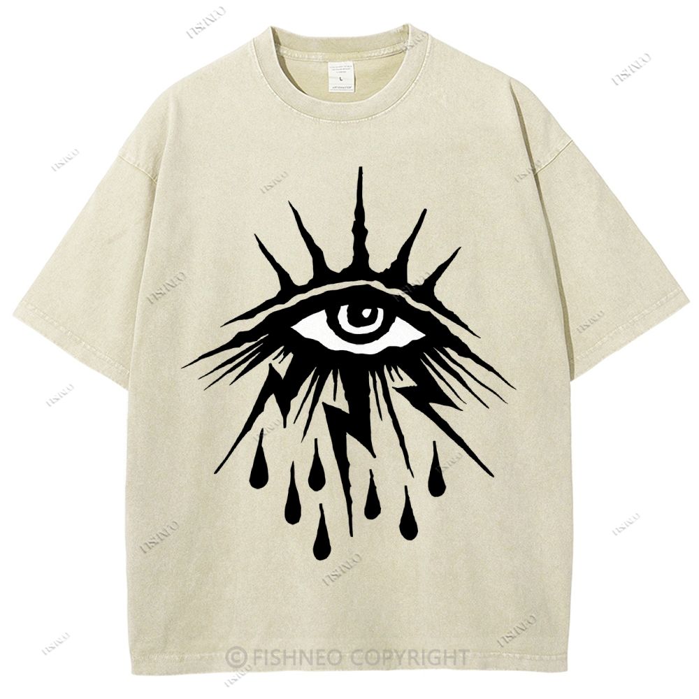 Unisex Eye Graffiti Printed Washed Tee