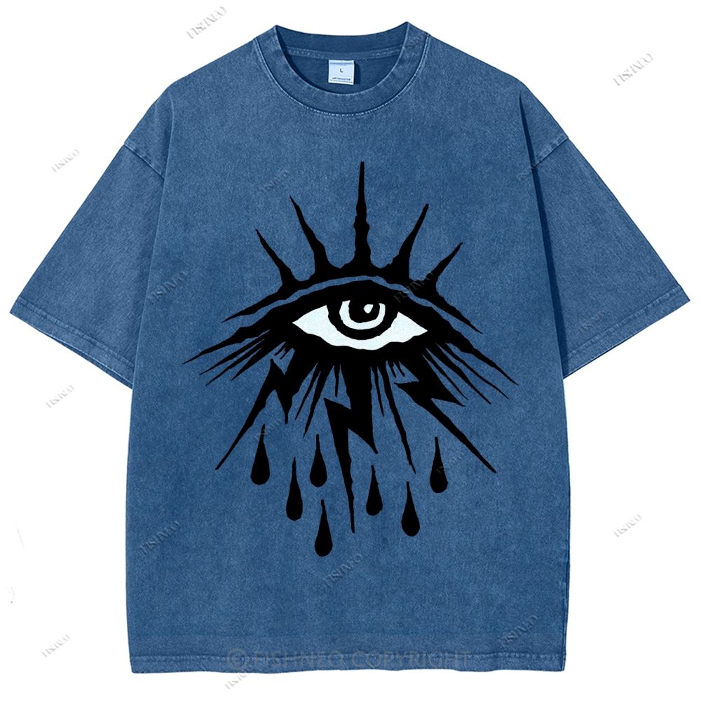 Unisex Eye Graffiti Printed Washed Tee