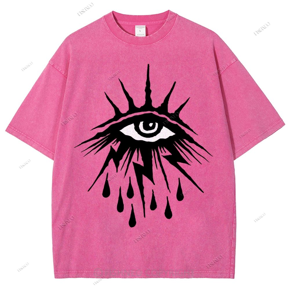 Unisex Eye Graffiti Printed Washed Tee