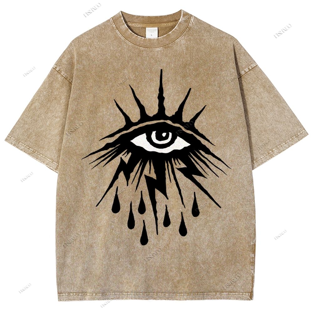 Unisex Eye Graffiti Printed Washed Tee