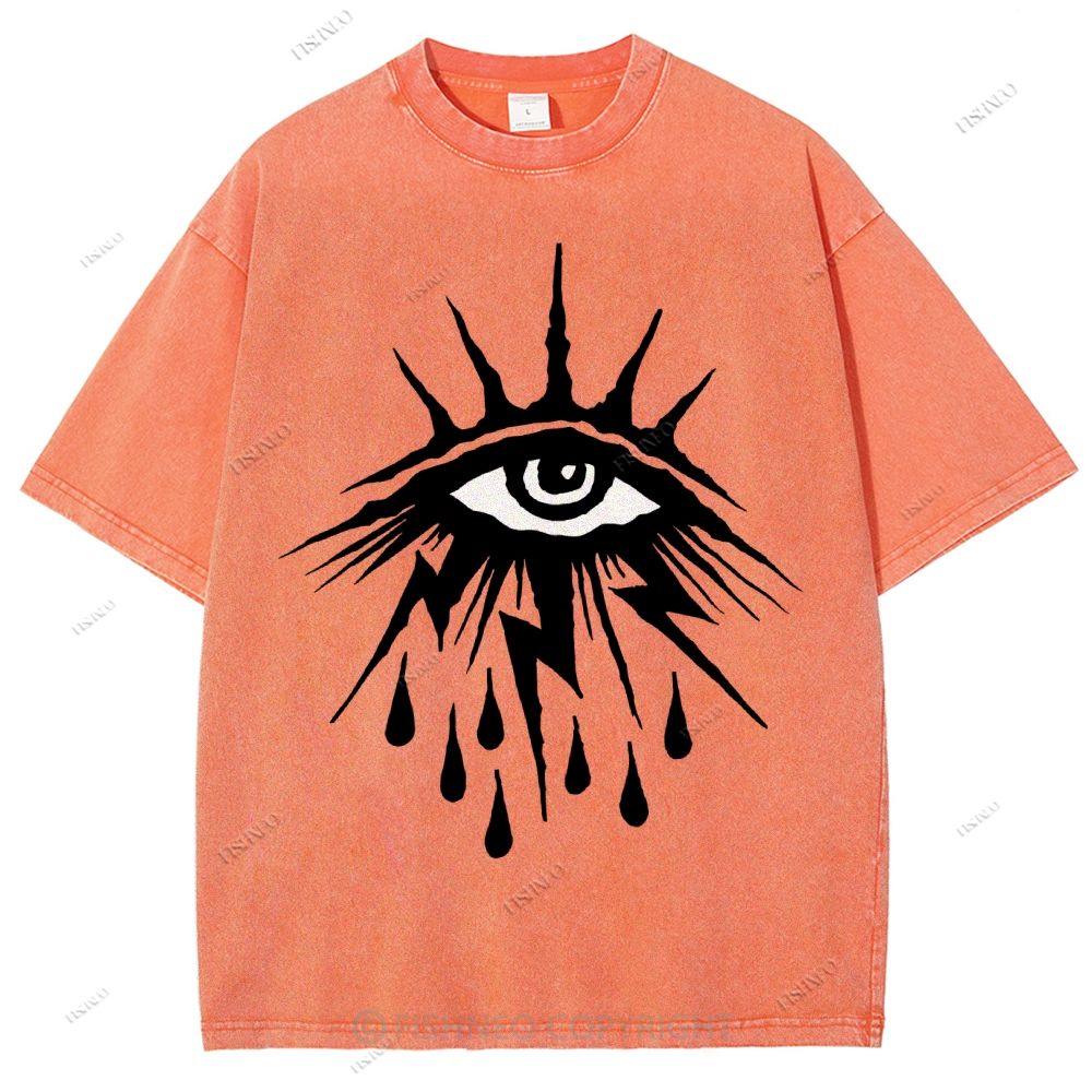 Unisex Eye Graffiti Printed Washed Tee