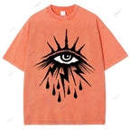 Unisex Eye Graffiti Printed Washed Tee