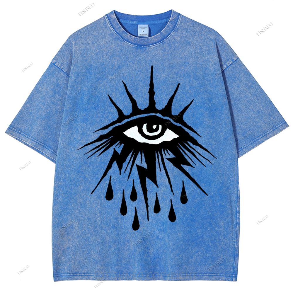 Unisex Eye Graffiti Printed Washed Tee