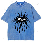 Unisex Eye Graffiti Printed Washed Tee