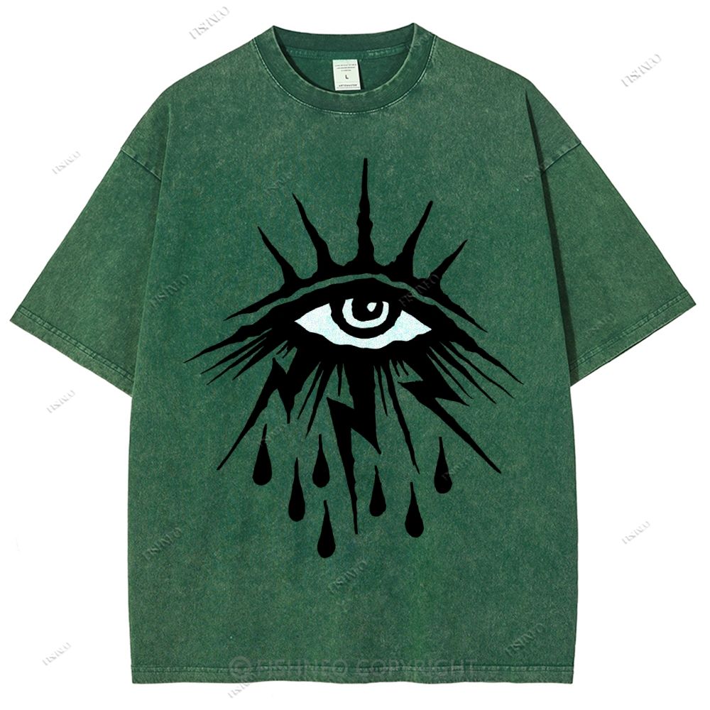 Unisex Eye Graffiti Printed Washed Tee