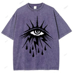 Unisex Eye Graffiti Printed Washed Tee