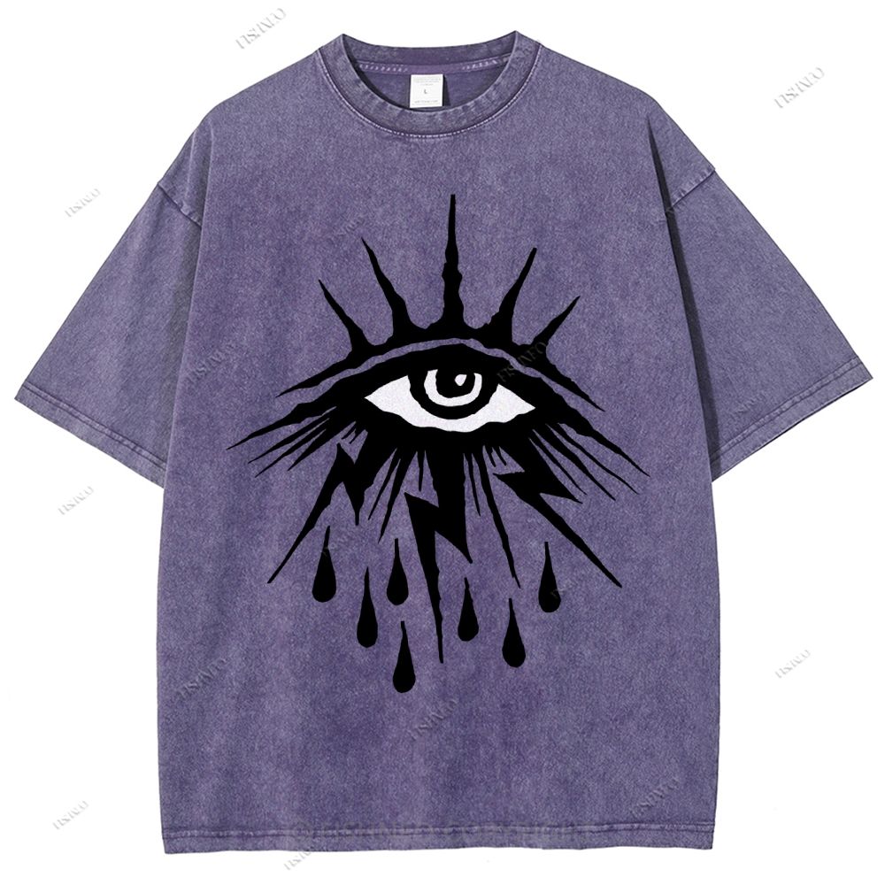 Unisex Eye Graffiti Printed Washed Tee