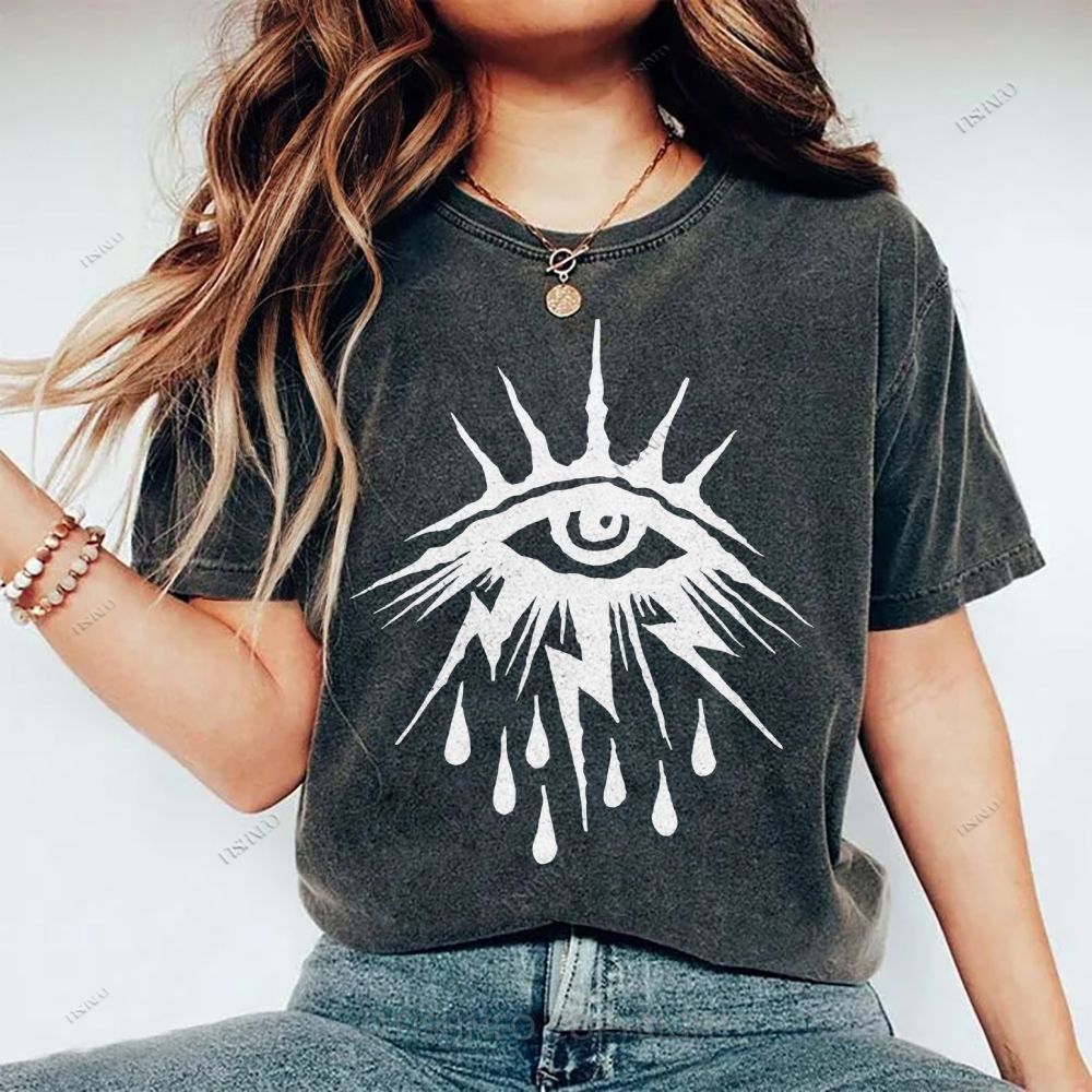 Unisex Eye Graffiti Printed Washed Tee