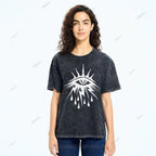 Unisex Eye Graffiti Printed Washed Tee