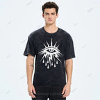 Unisex Eye Graffiti Printed Washed Tee
