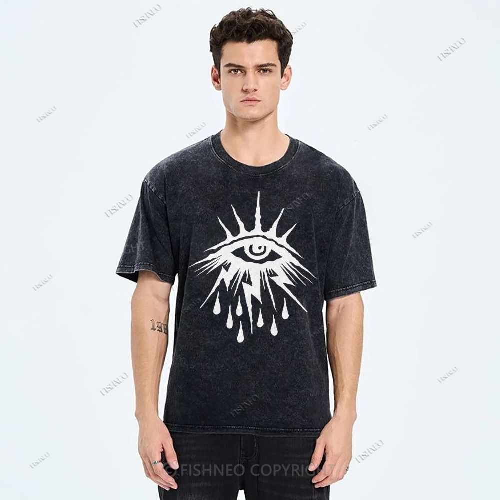 Unisex Eye Graffiti Printed Washed Tee