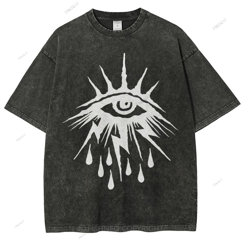 Unisex Eye Graffiti Printed Washed Tee