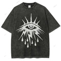 Unisex Eye Graffiti Printed Washed Tee