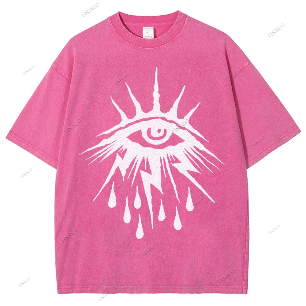 Unisex Eye Graffiti Printed Washed Tee