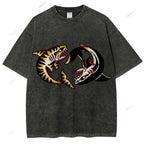 Unisex Shark Graffiti Printed Washed Tee
