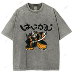 Unisex Japanese Samurai Printed Washed Tee