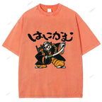Unisex Japanese Samurai Printed Washed Tee