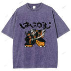 Unisex Japanese Samurai Printed Washed Tee