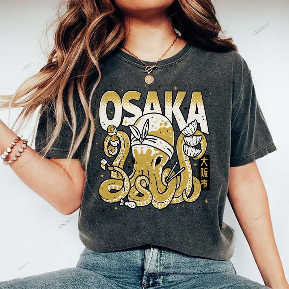 Unisex Osaka Octopus Printed Washed Tee