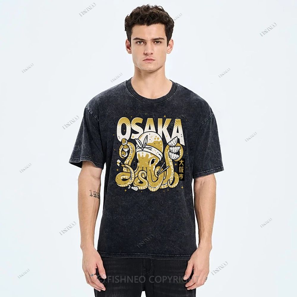 Unisex Osaka Octopus Printed Washed Tee