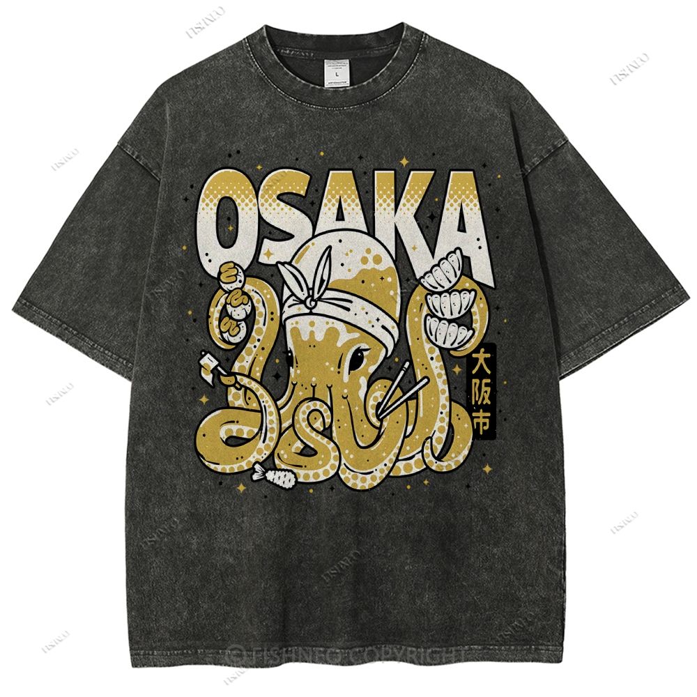 Unisex Osaka Octopus Printed Washed Tee