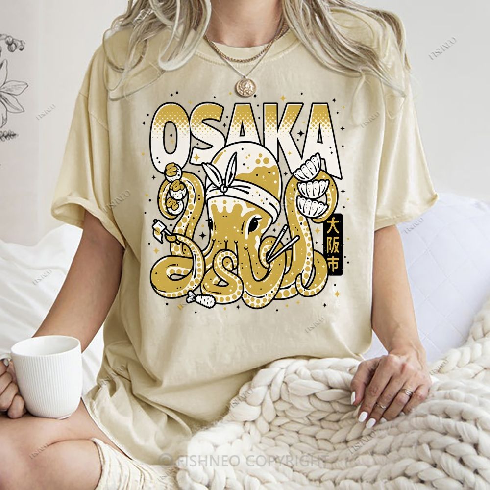 Unisex Osaka Octopus Printed Washed Tee