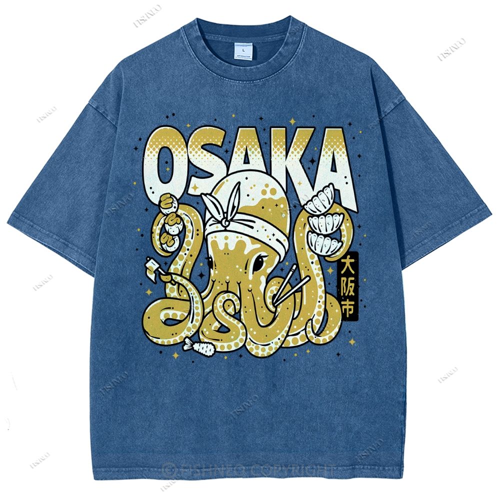 Unisex Osaka Octopus Printed Washed Tee