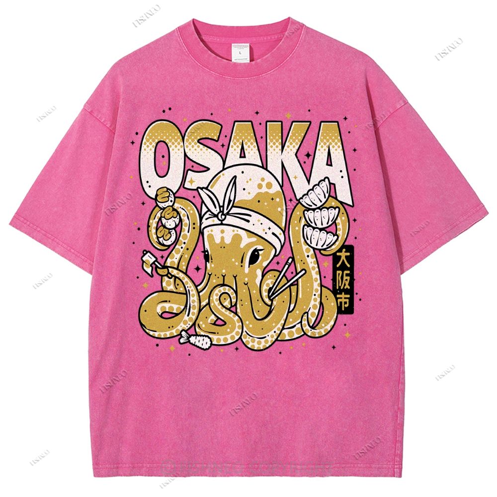 Unisex Osaka Octopus Printed Washed Tee
