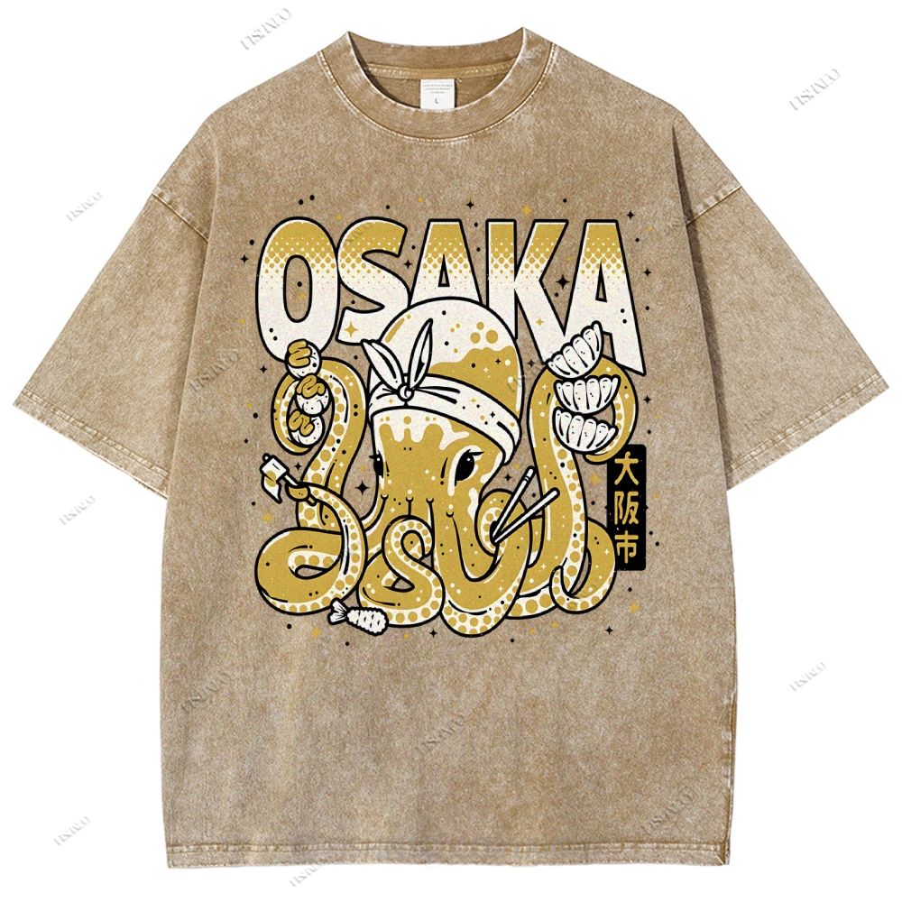 Unisex Osaka Octopus Printed Washed Tee