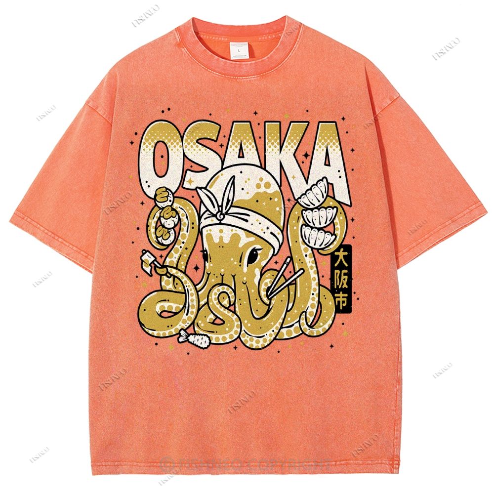 Unisex Osaka Octopus Printed Washed Tee