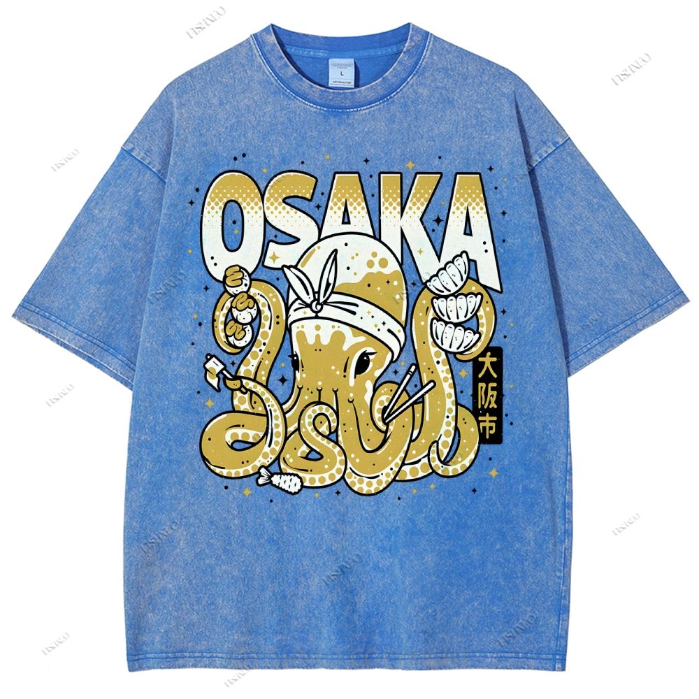 Unisex Osaka Octopus Printed Washed Tee