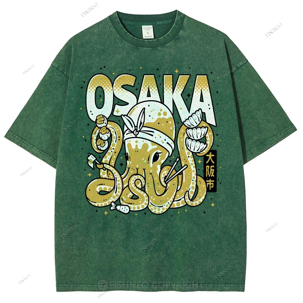 Unisex Osaka Octopus Printed Washed Tee