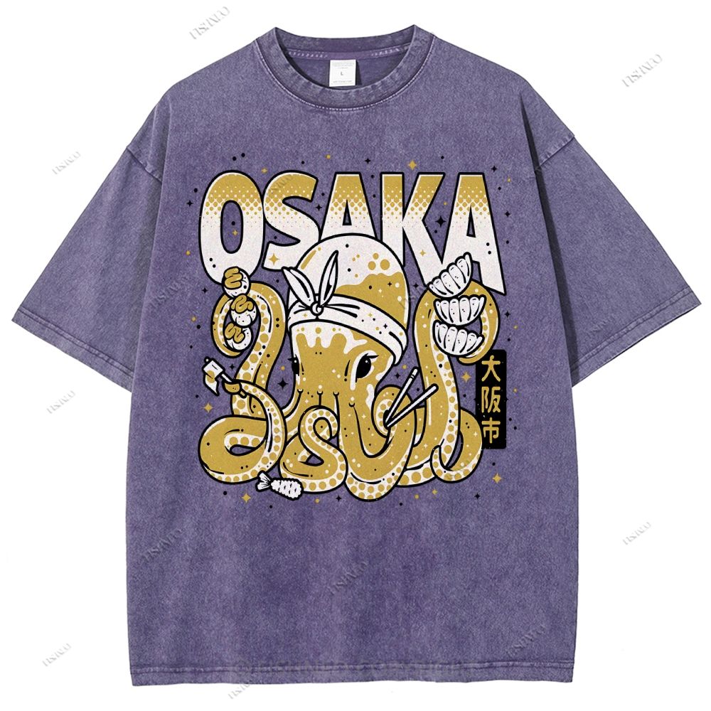 Unisex Osaka Octopus Printed Washed Tee