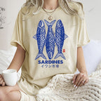 Unisex Sardines Printed Washed Tee