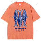 Unisex Sardines Printed Washed Tee