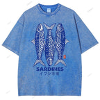 Unisex Sardines Printed Washed Tee