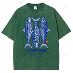 Unisex Sardines Printed Washed Tee