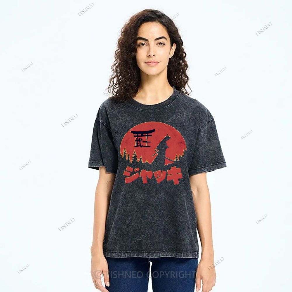 Unisex Samurai Printed Washed Tee