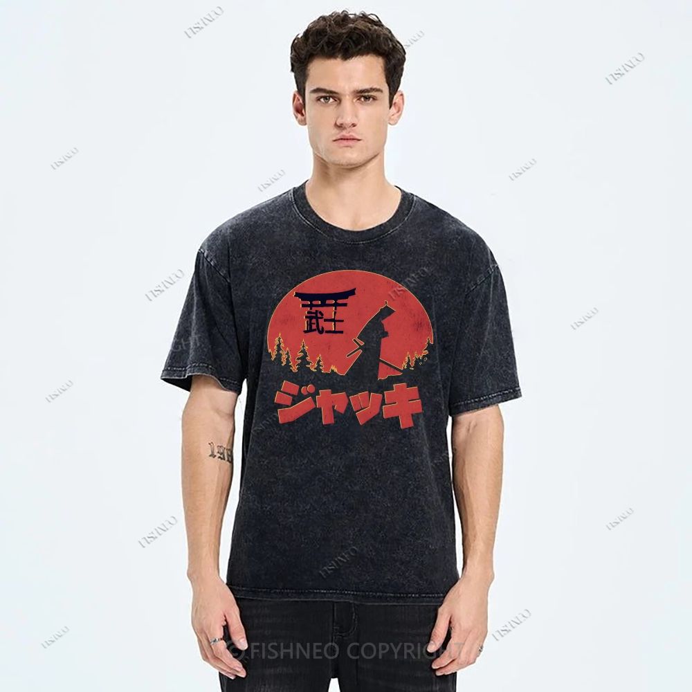 Unisex Samurai Printed Washed Tee