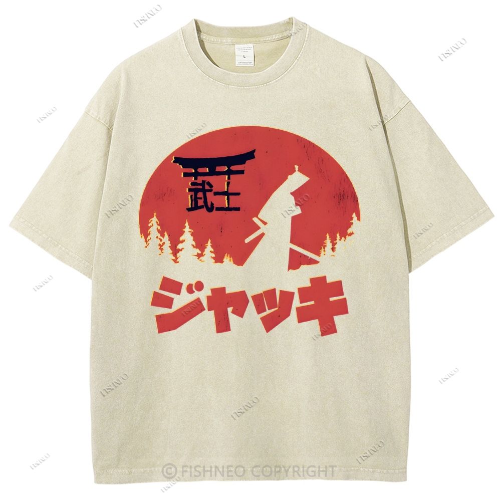 Unisex Samurai Printed Washed Tee