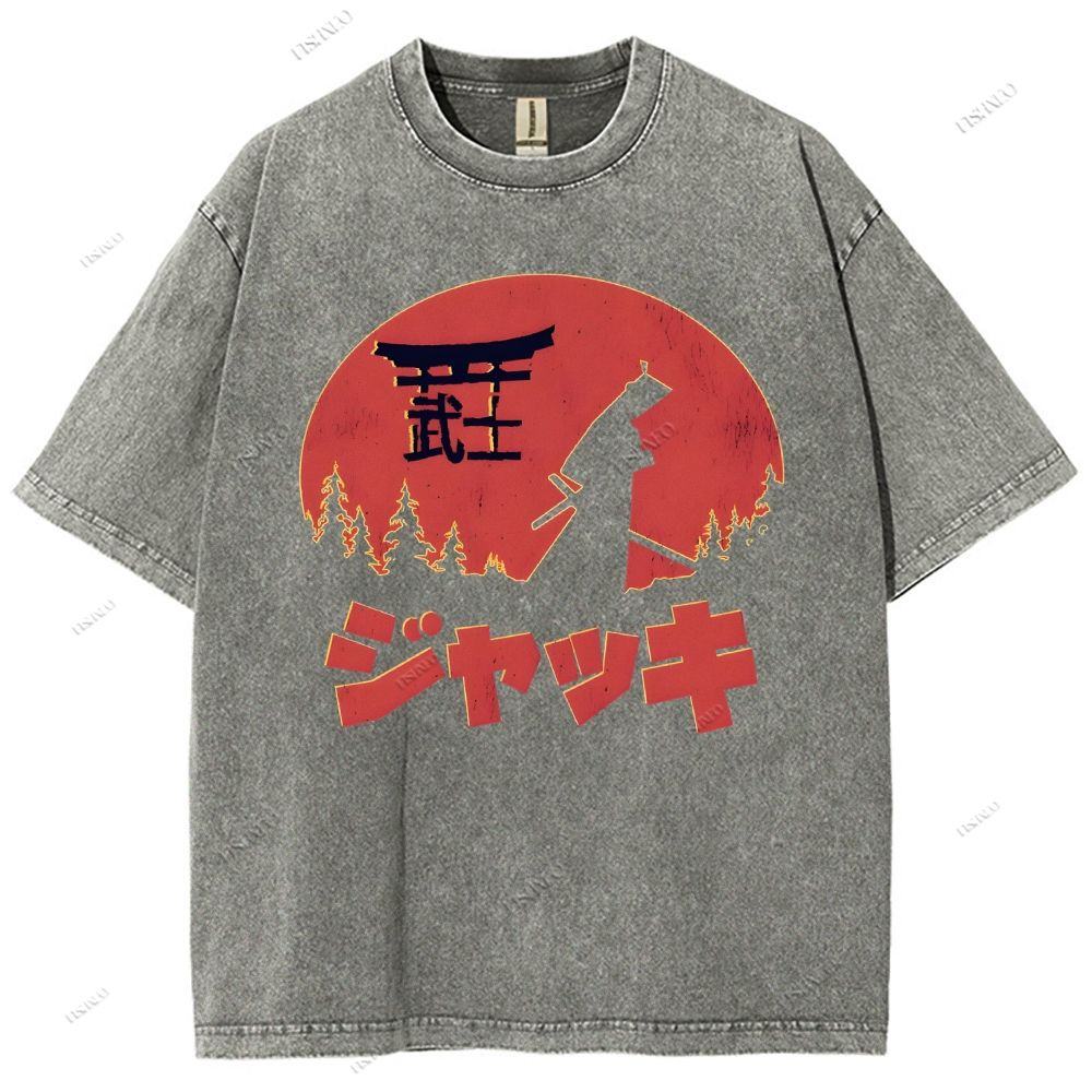 Unisex Samurai Printed Washed Tee